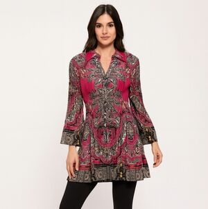 Alfani Plisse Tunic Top Baroque Pink Black 8